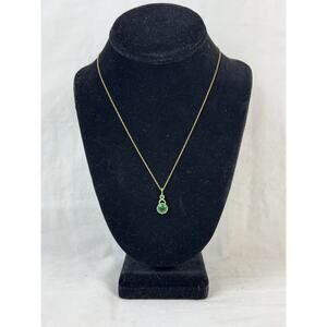 Beautiful Green CZ Circular Pendant Necklace w/ 18.5” Chain